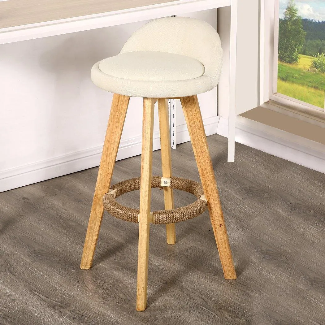 2x Levede Fabric Swivel Bar Stool Kitchen Stool Dining Chair Barstools Cream