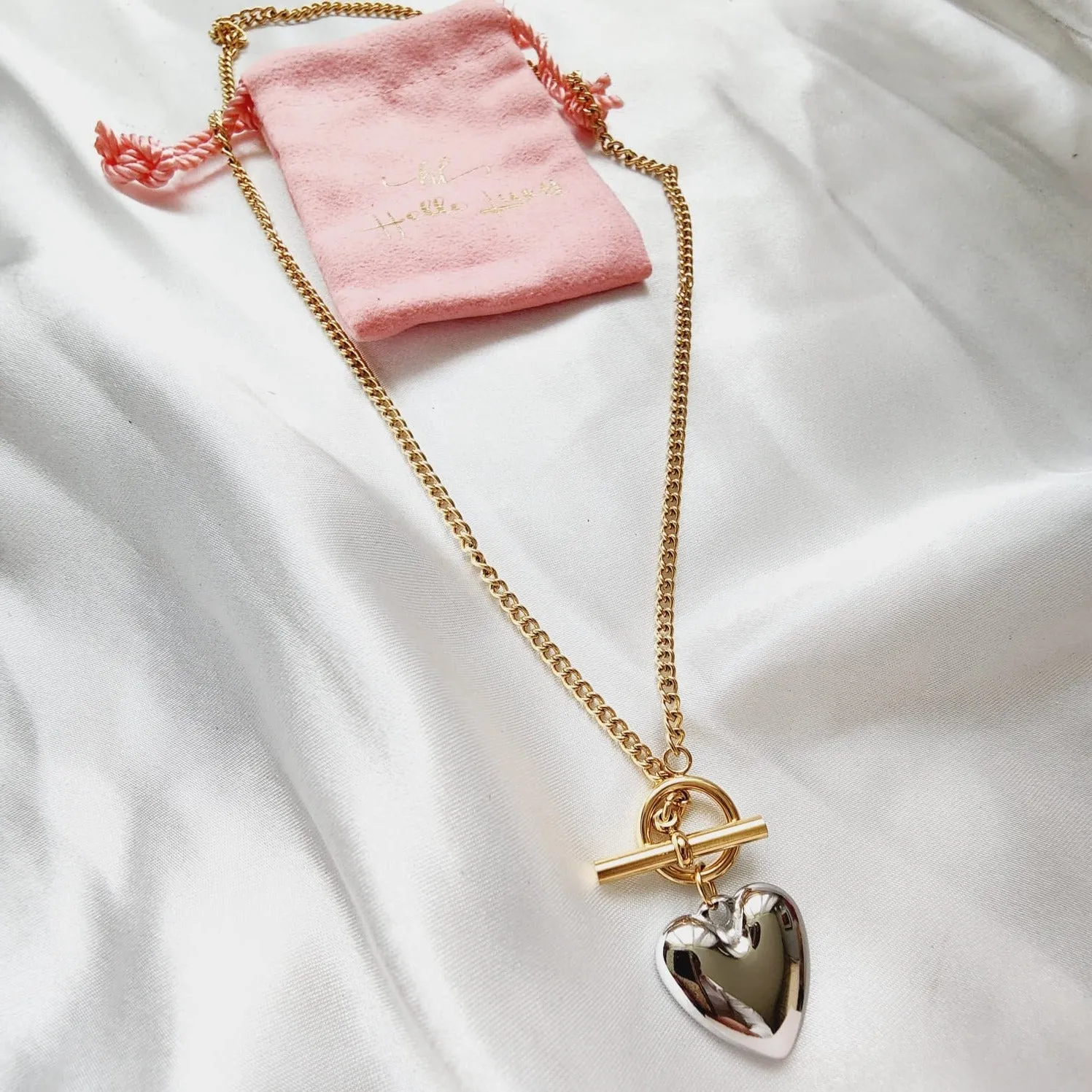 Aisha Heart Two Tone Necklace