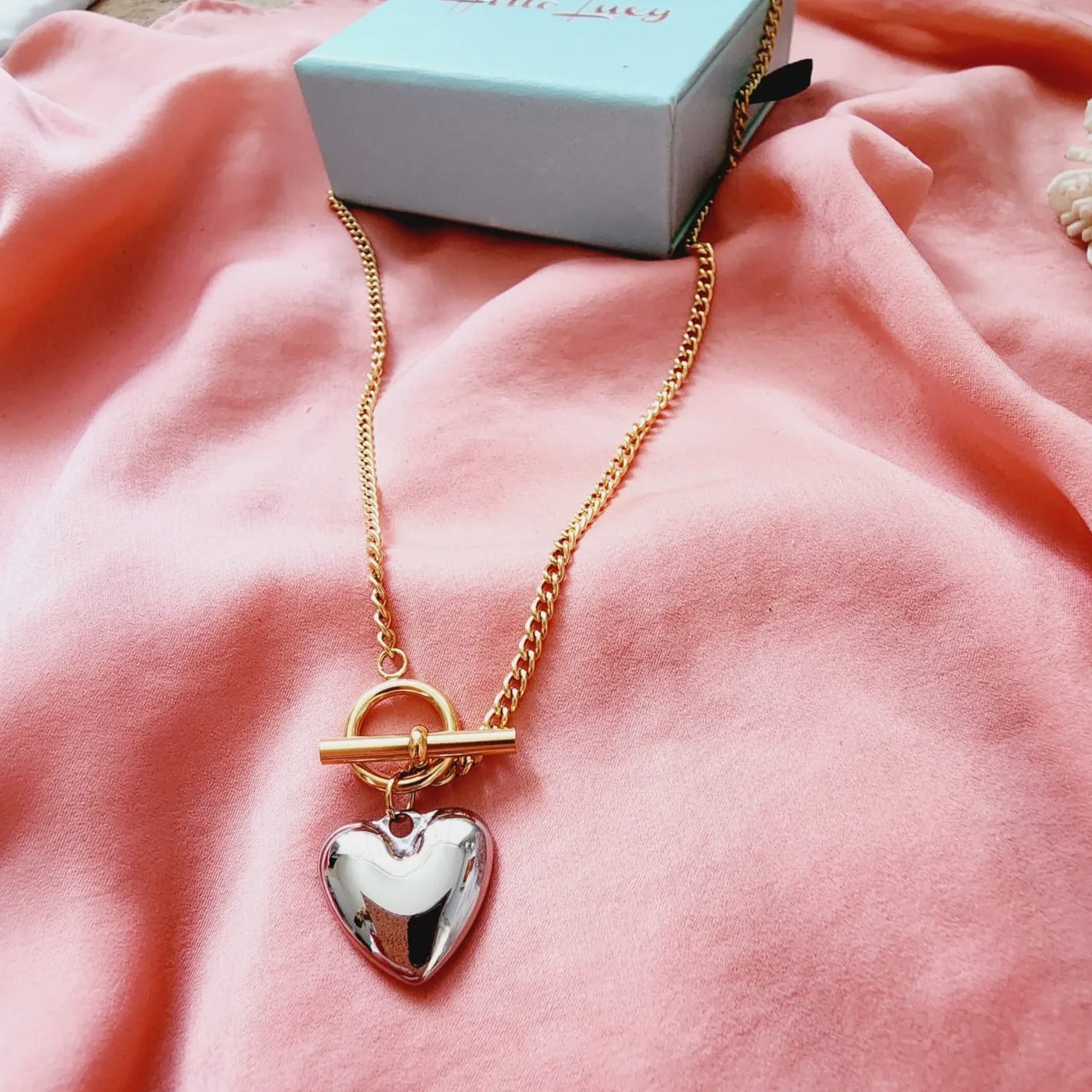 Aisha Heart Two Tone Necklace