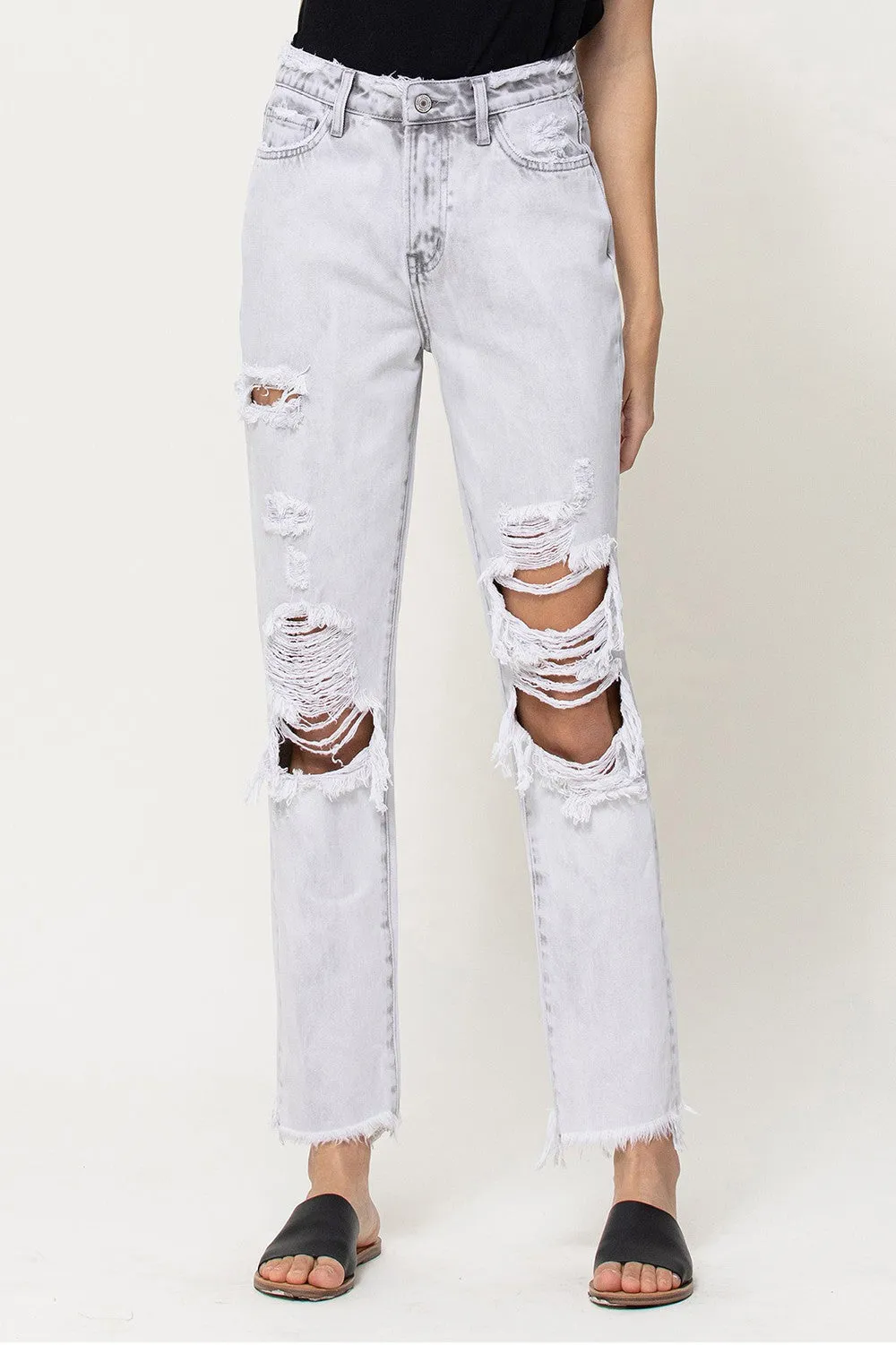 All Mine Distressed Rigid Mom Jeans