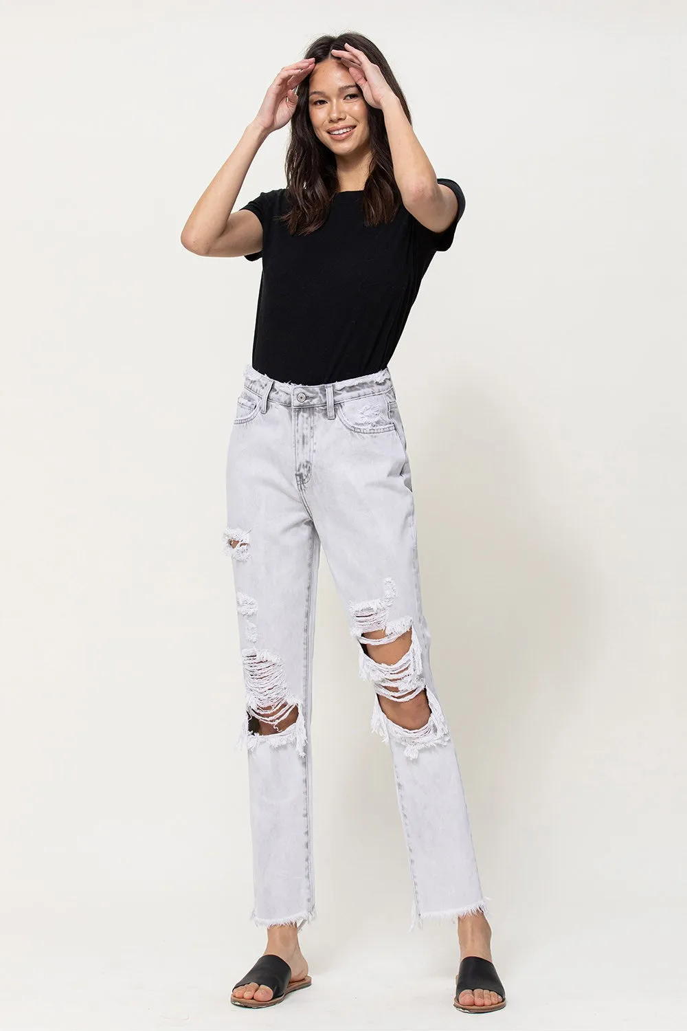 All Mine Distressed Rigid Mom Jeans