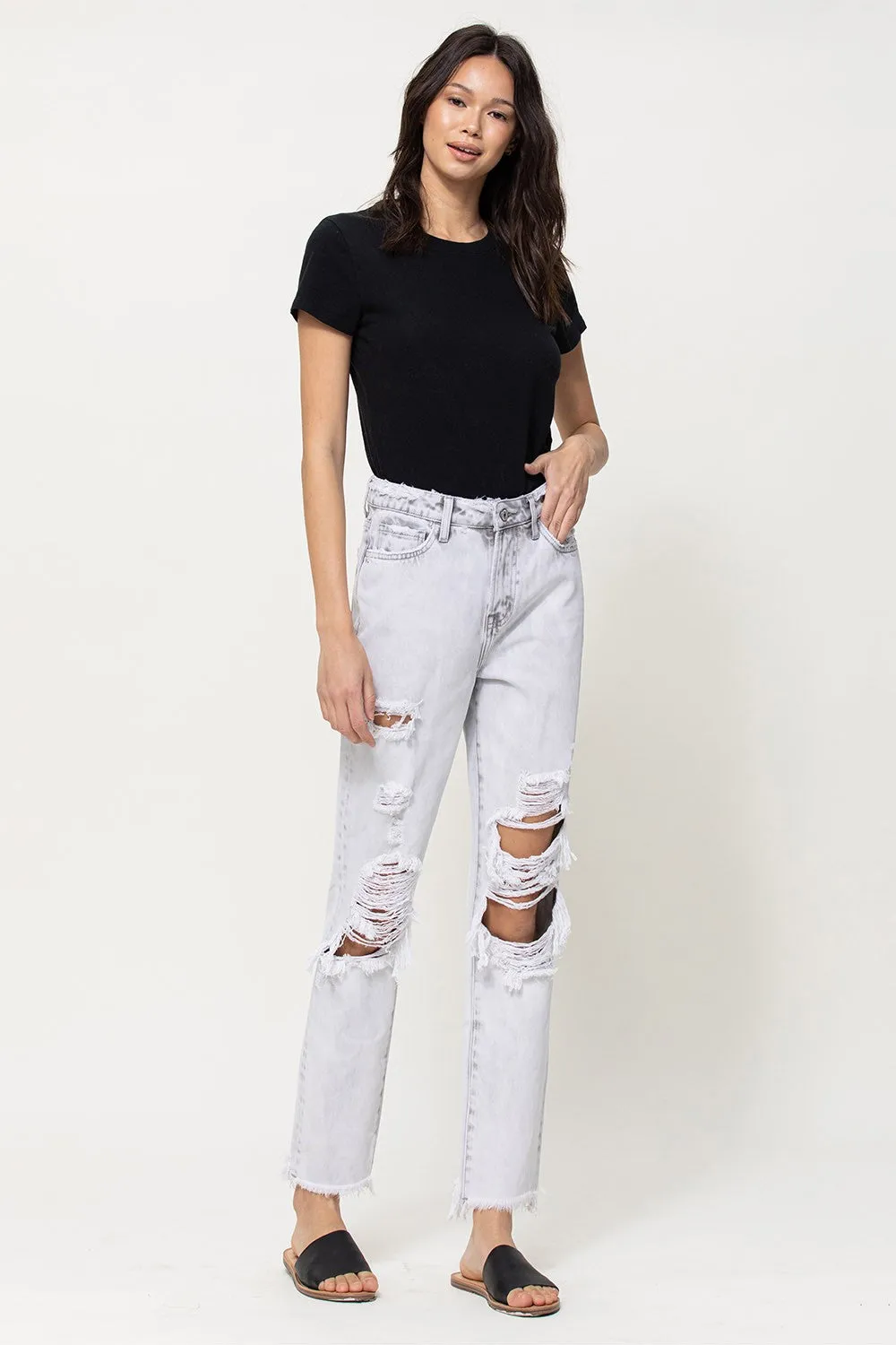 All Mine Distressed Rigid Mom Jeans