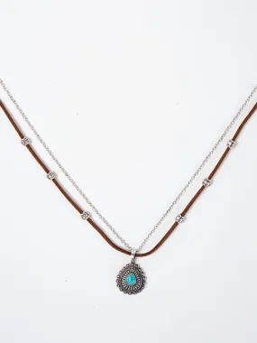 Anabelle Western Double Layer Suede Chain Pendant Necklace