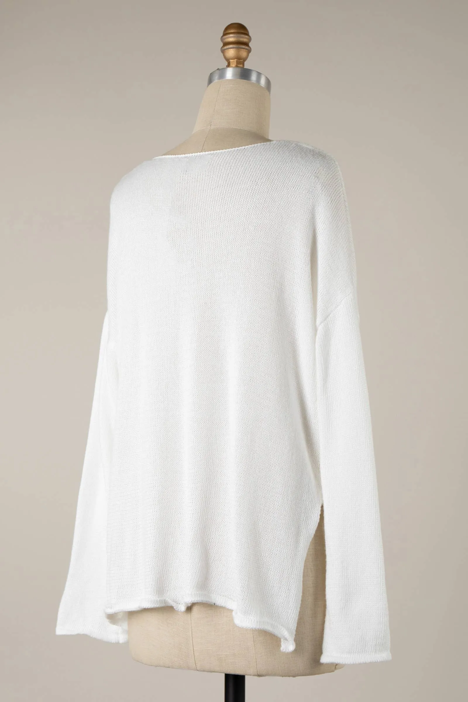 Avaline "Cheers" Light Weight Sweater - White