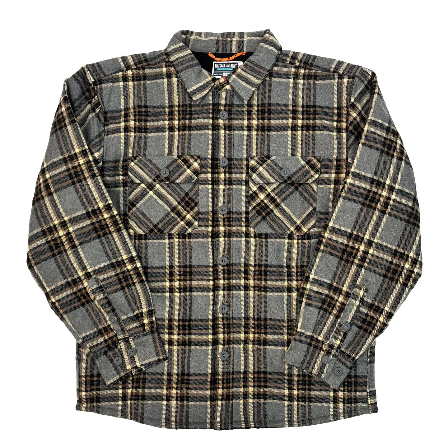 BLEECKER & MERCER Flannel Long Sleeve Jacket - Charcoal