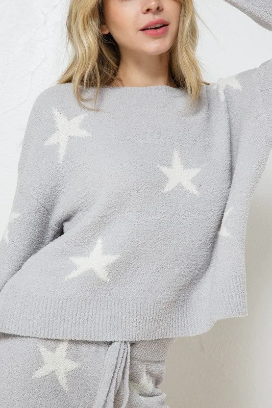 Blue B Soft Long Sleeve Star Print Top and Short Set