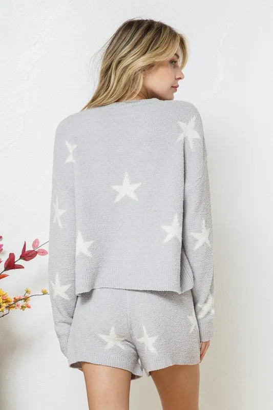 Blue B Soft Long Sleeve Star Print Top and Short Set