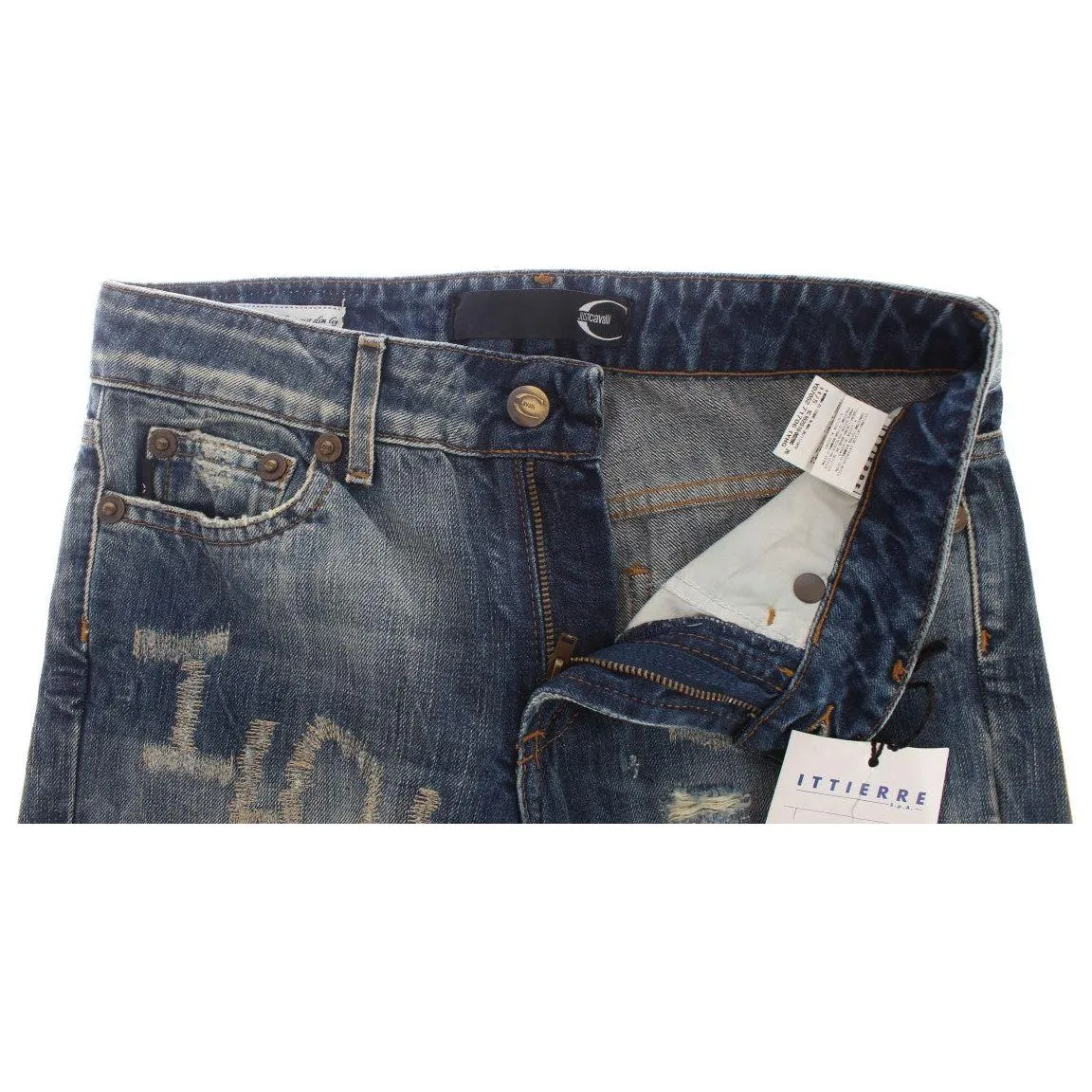 Cavalli Elegant Flare Fit Blue Denim Jeans