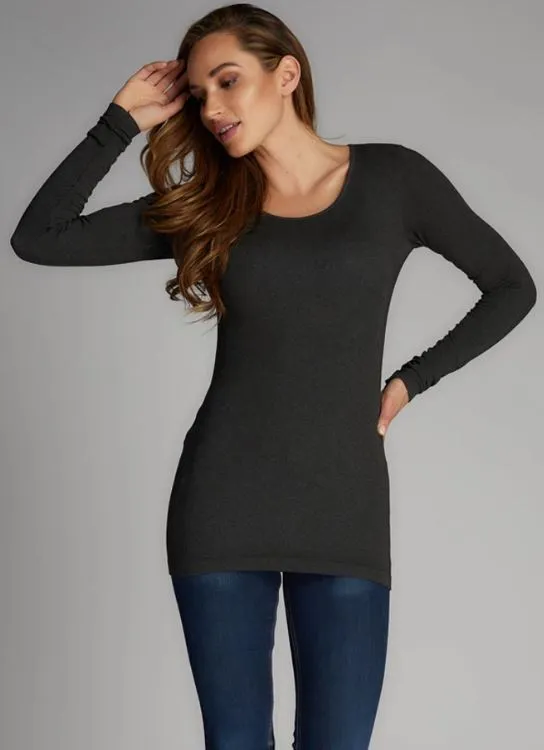 C'EST MOI Bamboo Long Sleeve Scoop Neck Top