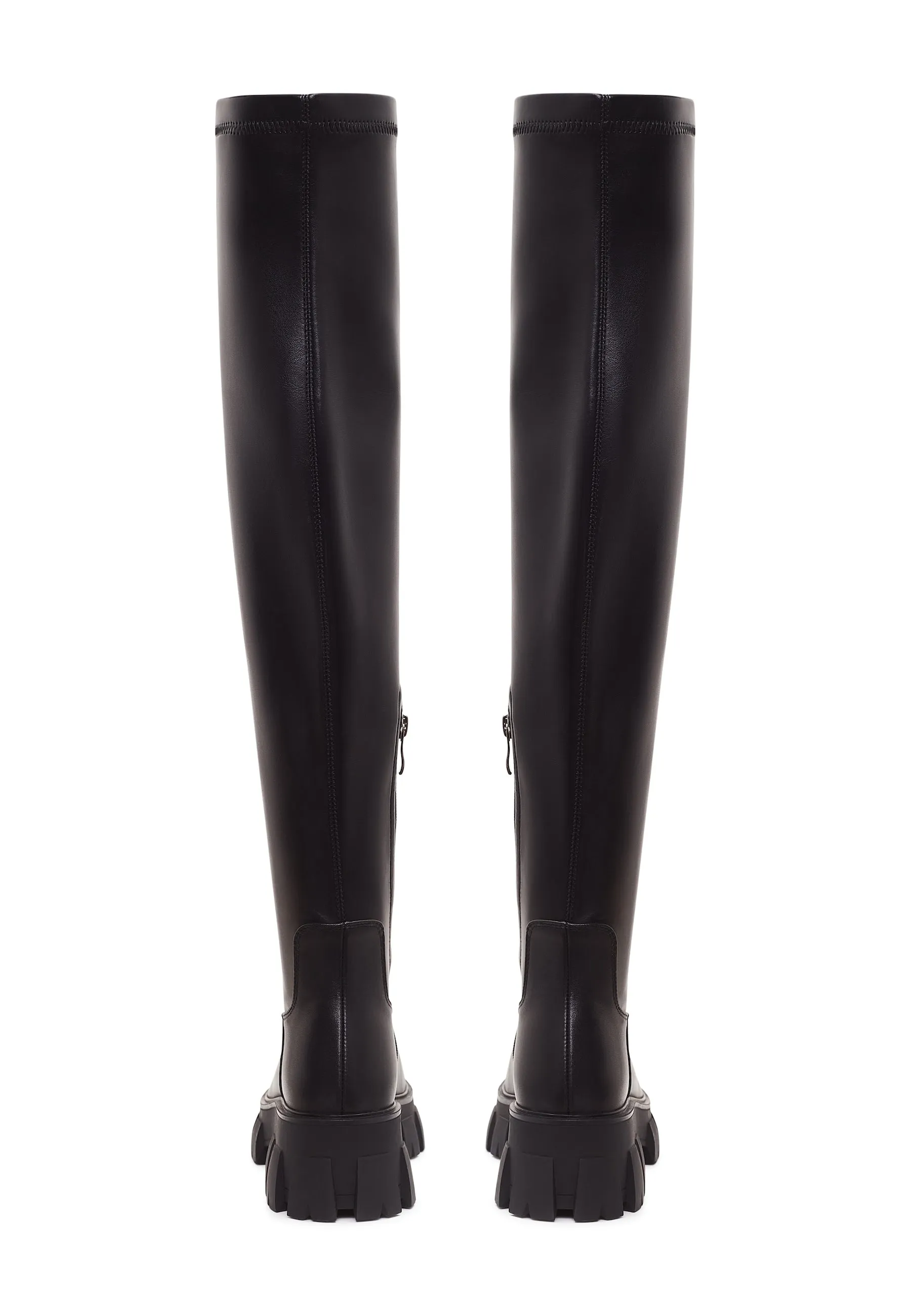 Chunky Sole Knee High Boots Karlie - Black