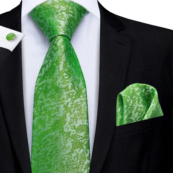 Classy Men Lime Green Camouflage Silk Tie