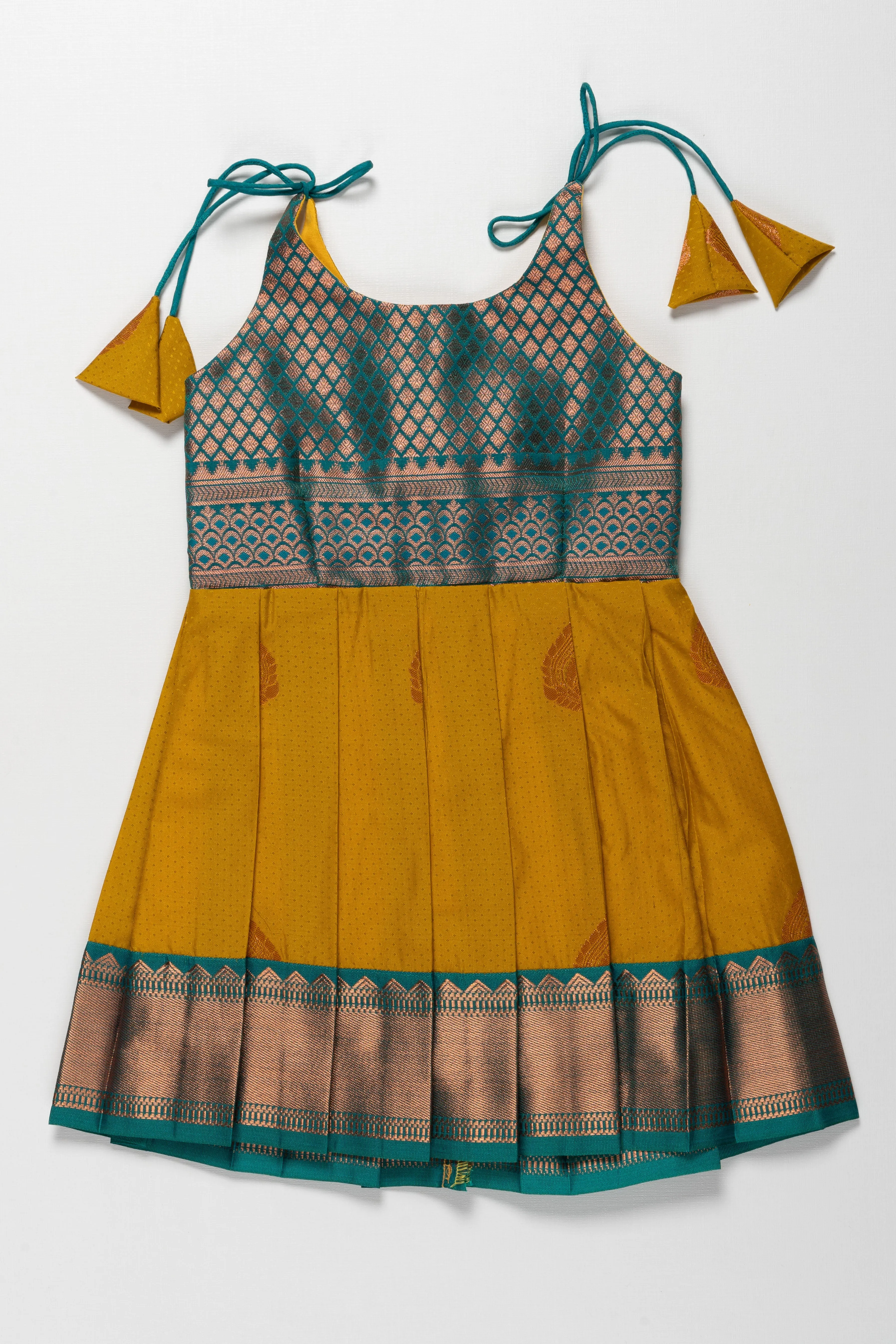 Colorful Silk Tie-Up Frock for Temple Visits and Namakaranam: Stylish Must-Have with Vibrant Patterns