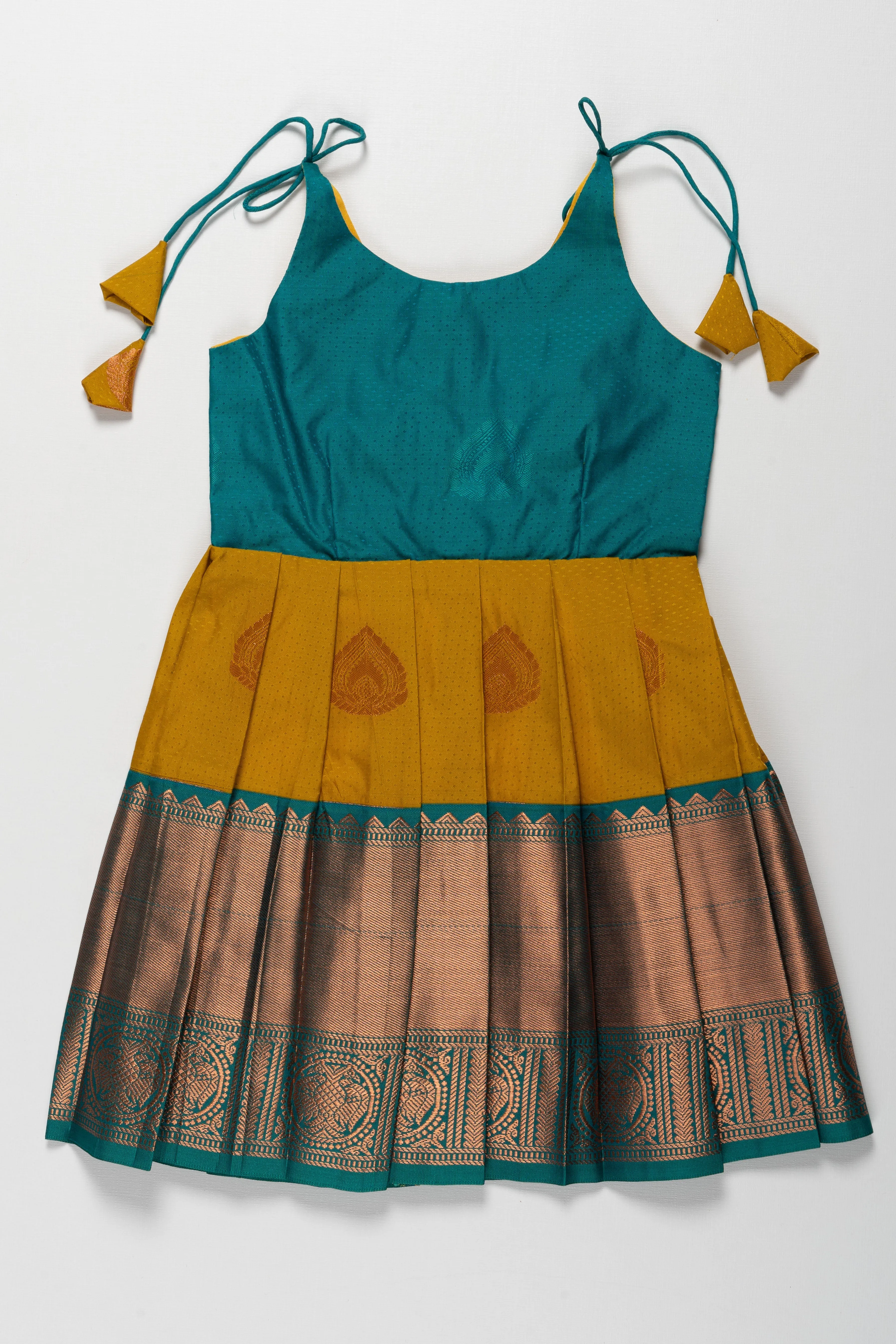 Colorful Silk Tie-Up Frock for Temple Visits and Namakaranam: Stylish Must-Have with Vibrant Patterns