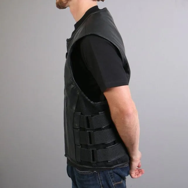 Concealed to Carry Leather Vest w/ Adjustable Side Straps, VSM1028-HL