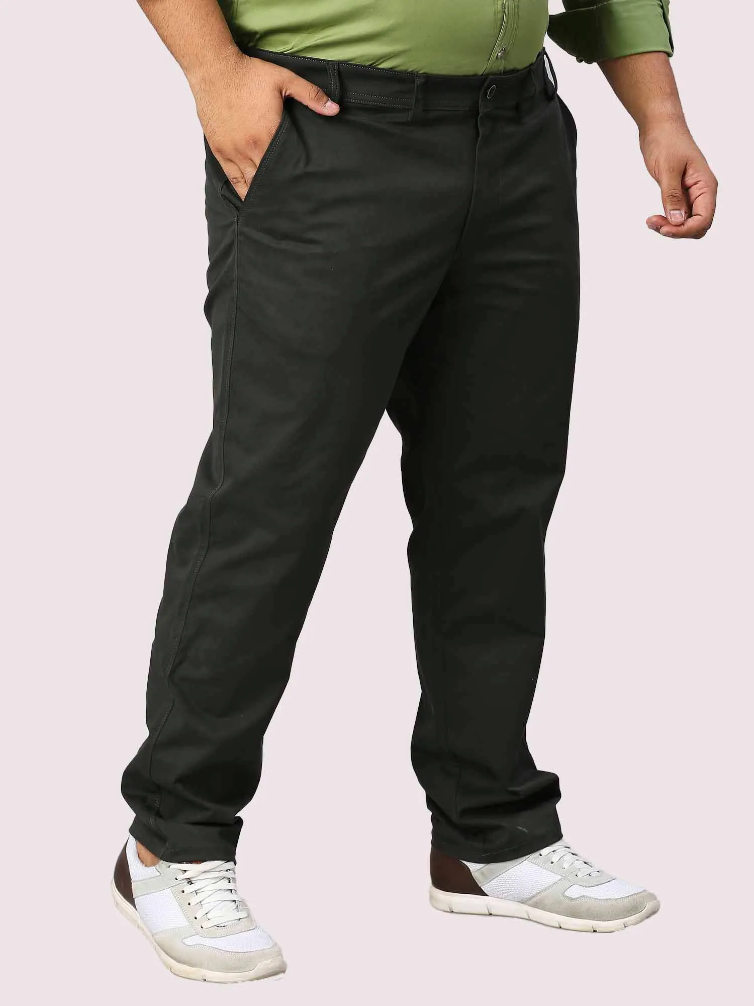 Dark Solid Cotton Trouser Men's Plus Size