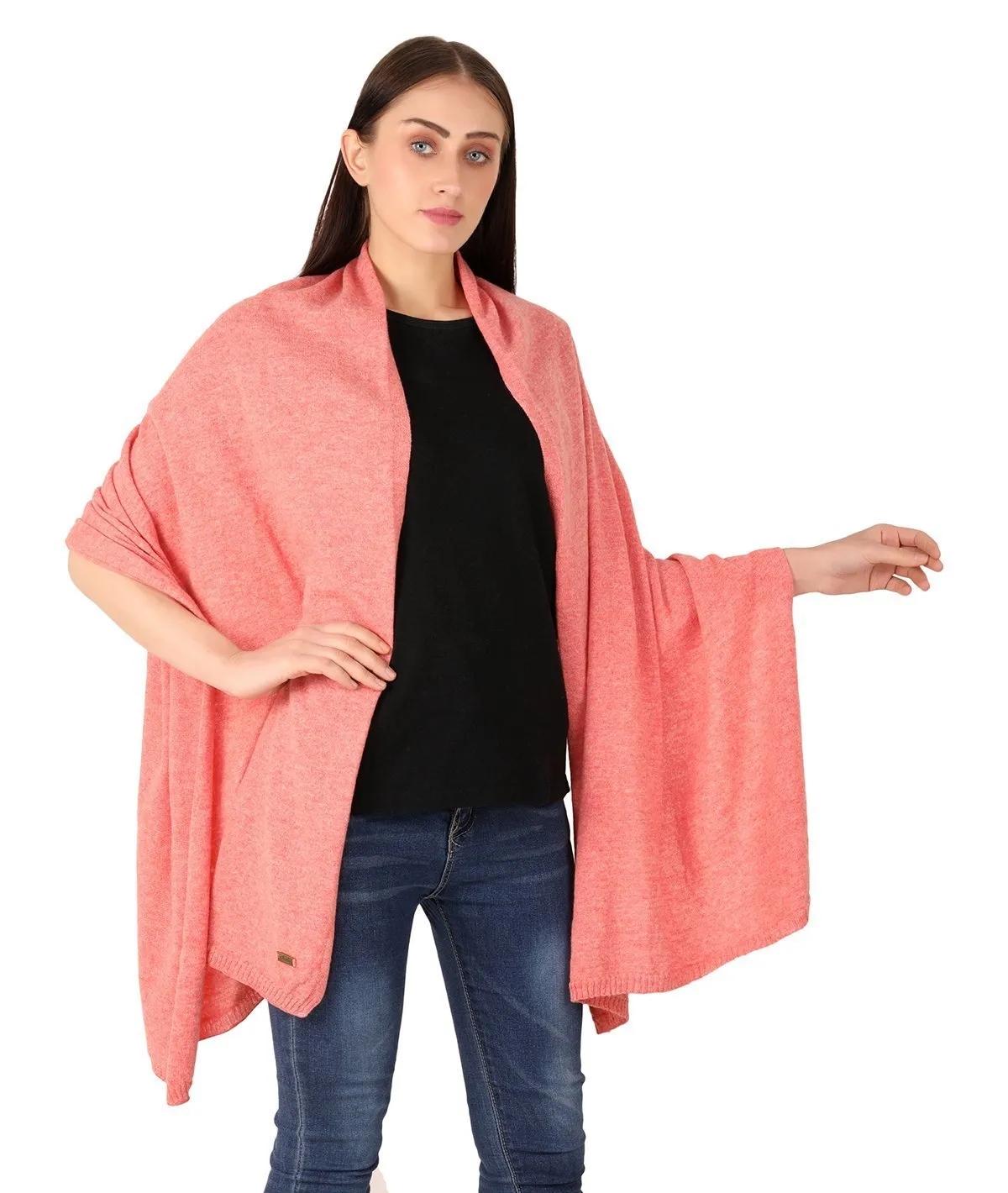 Elora - Lady Pink Lambswool & Nylon Knitted Shawl Wrap