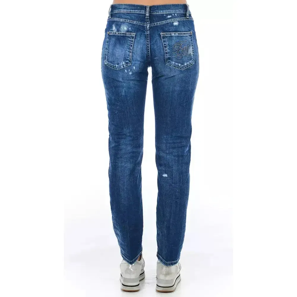 Frankie Morello Blue Cotton Women Jeans