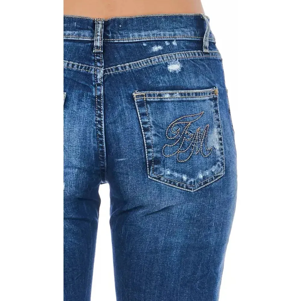 Frankie Morello Blue Cotton Women Jeans