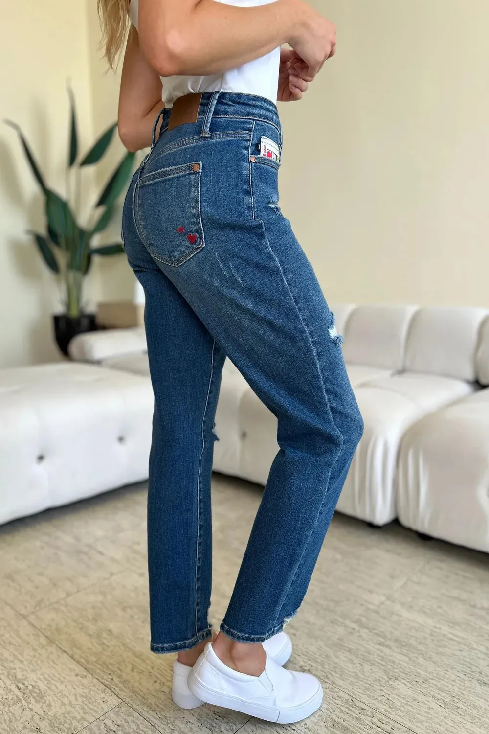 Full Size Distressed Boyfriend Fit Jeans