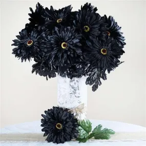 Gerbera Daisy Bush Artificial Silk Flowers - Black