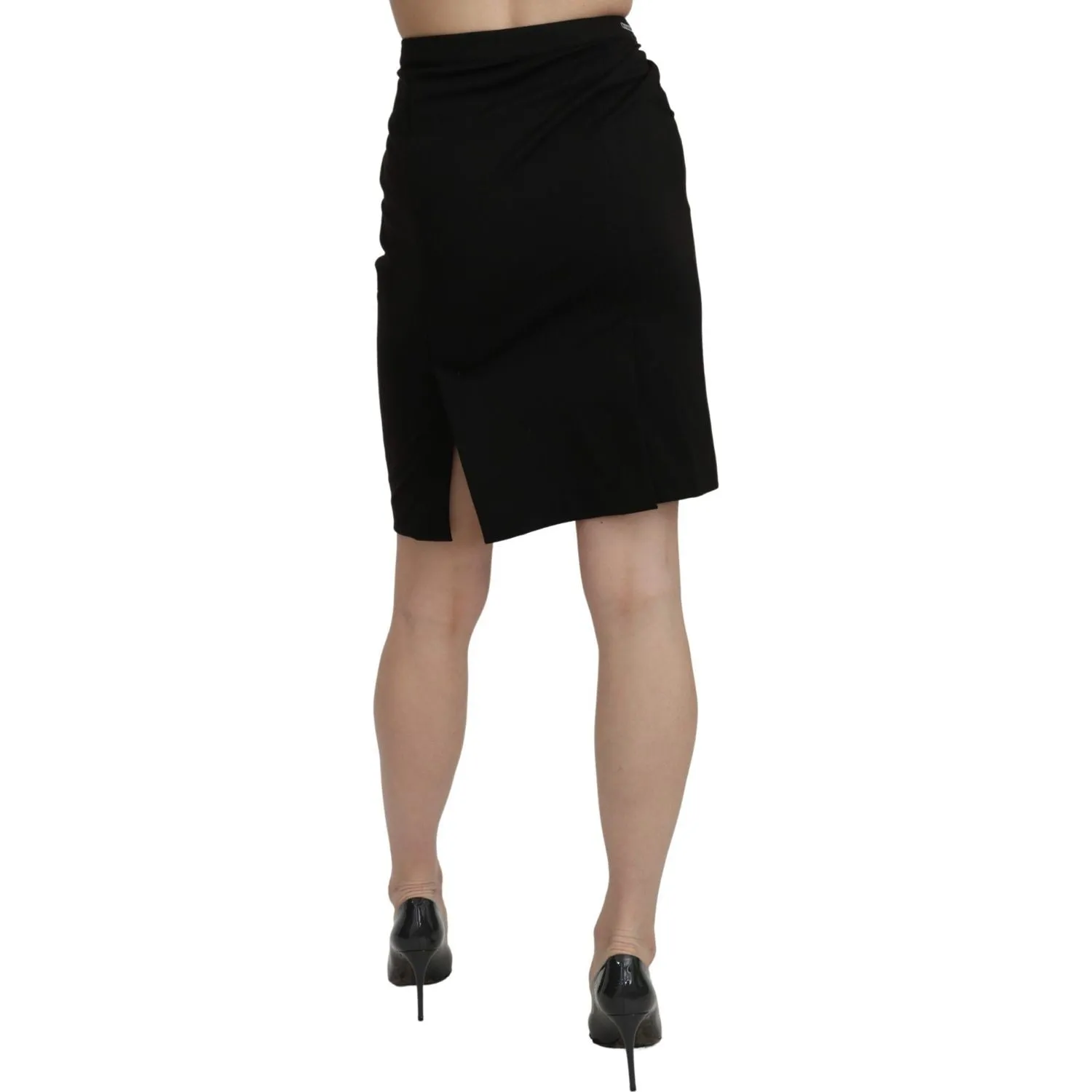 GF Ferre Chic High Waist Black Linen Skirt