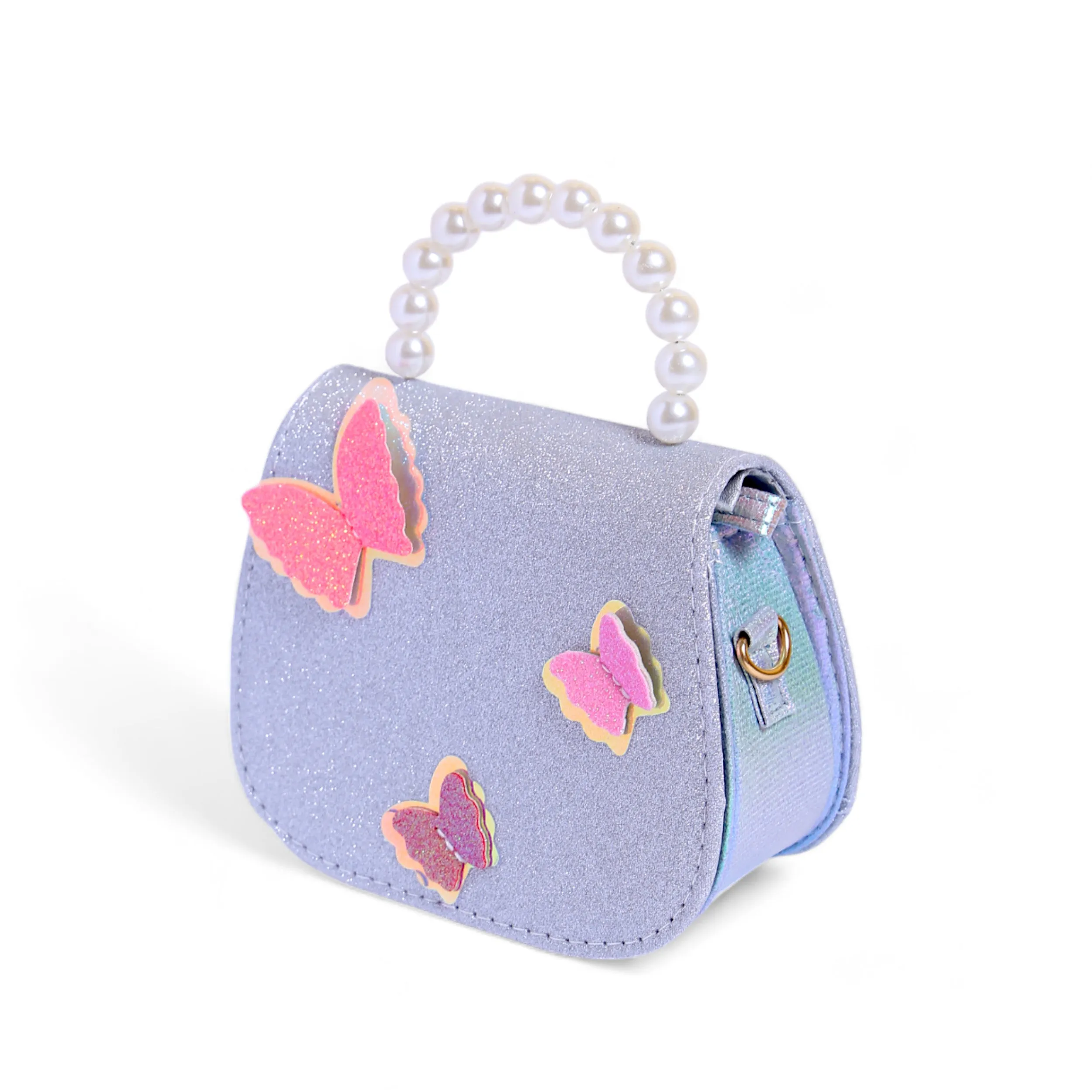 GLITTERY BUTTERFLY PEARL HANDBAG