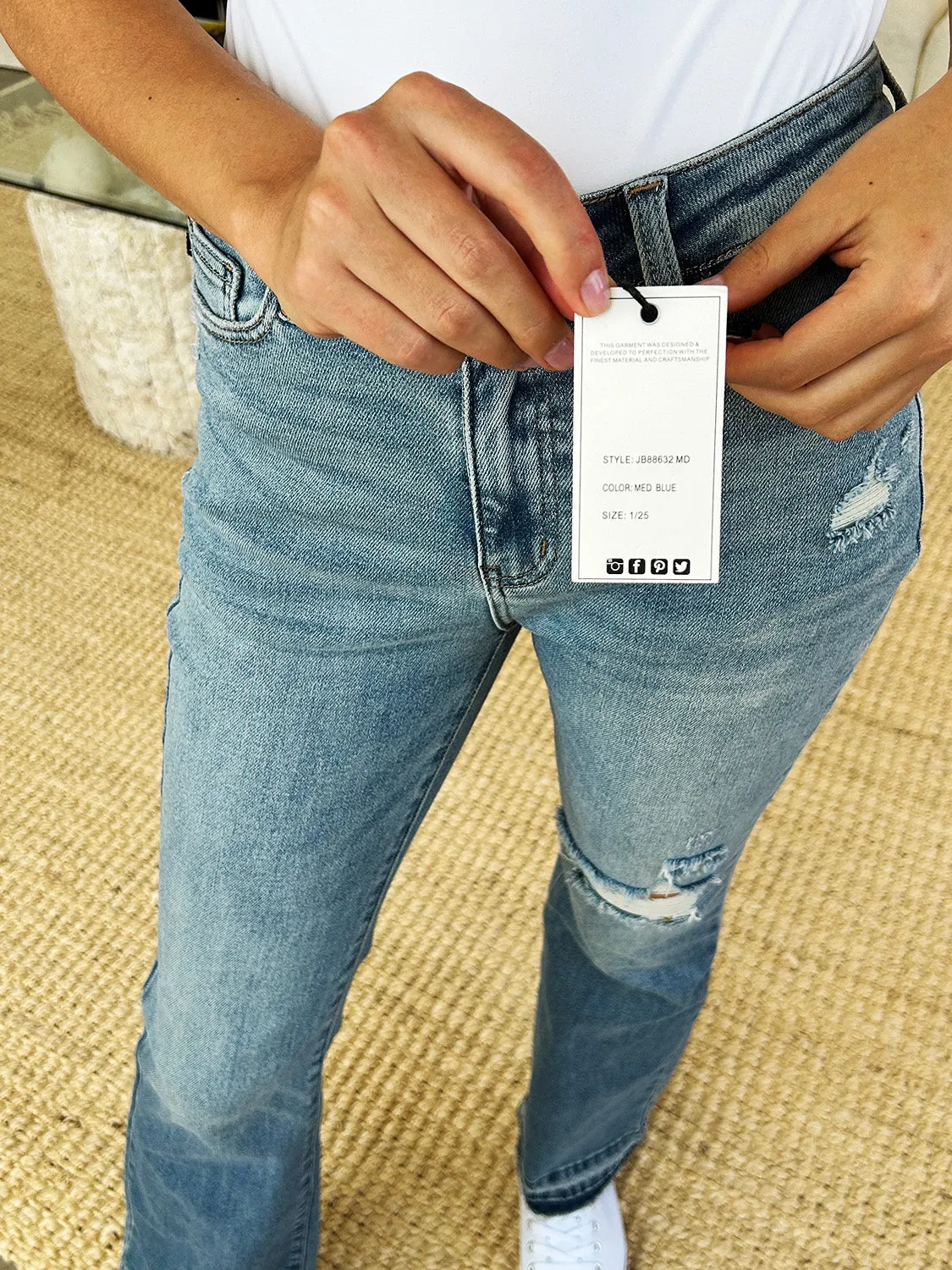 Judy Blue Mid Rise Destroyed Hem Distressed Jeans [Online Exclusive]