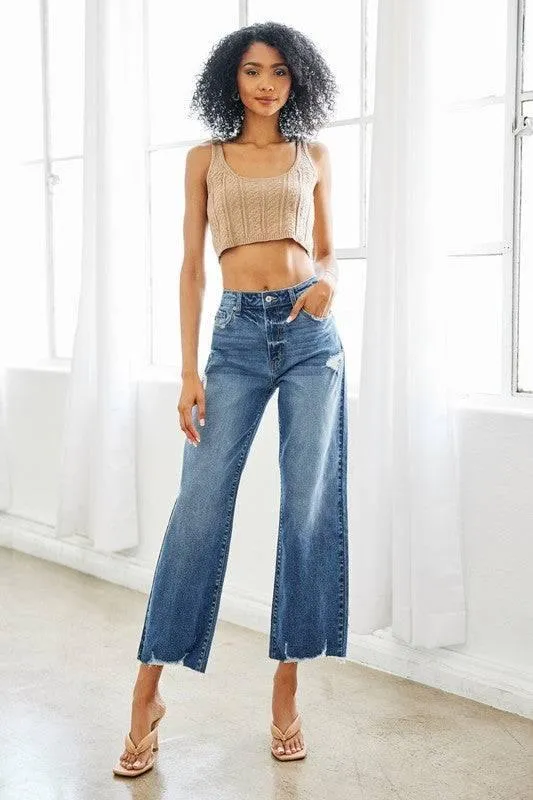 Kancan High Rise Slim Wide Leg Jeans