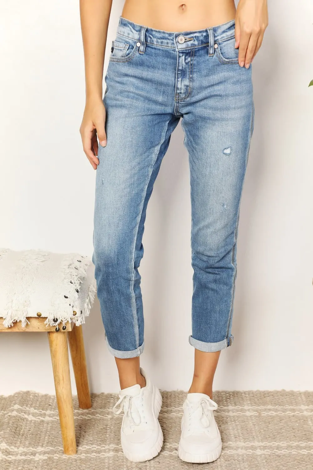 Kancan Mid Rise Slim Boyfriend Jeans