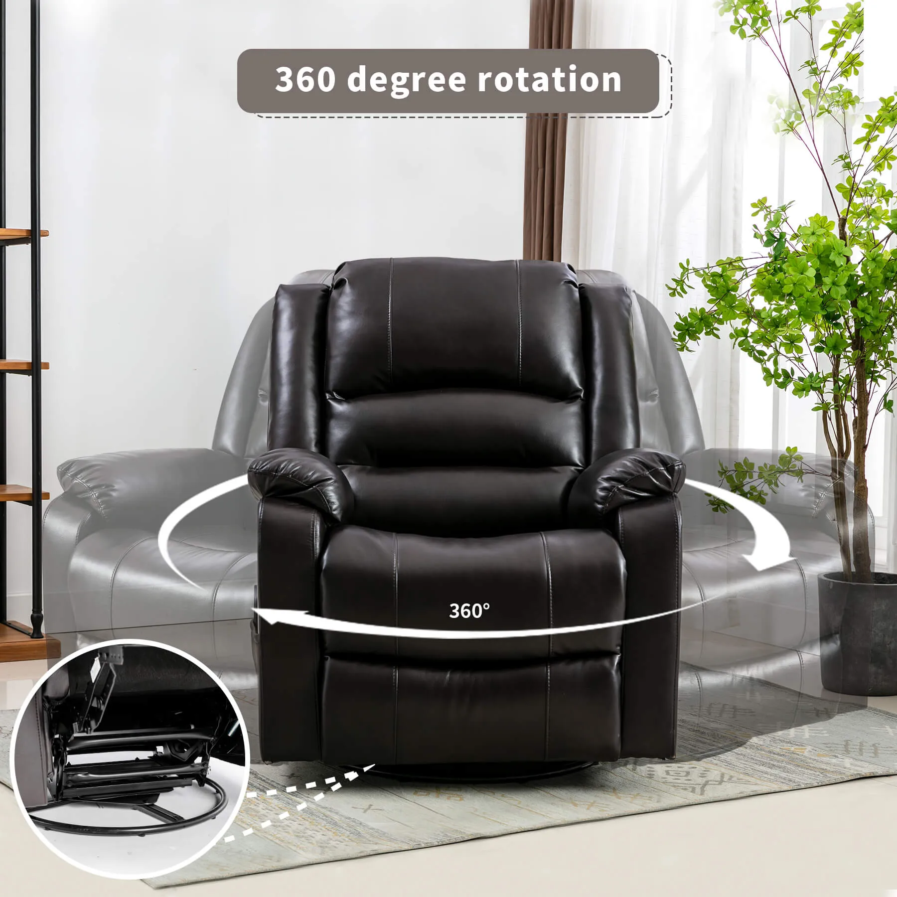 Massage Recliner Chair Breathable Faux Leather Ergonomic Lounge Chair, Dark Brown