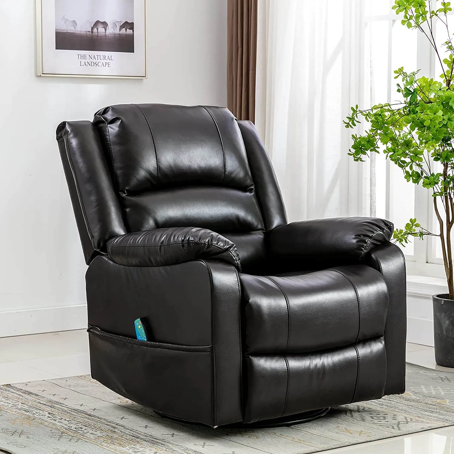 Massage Recliner Chair Breathable Faux Leather Ergonomic Lounge Chair, Dark Brown