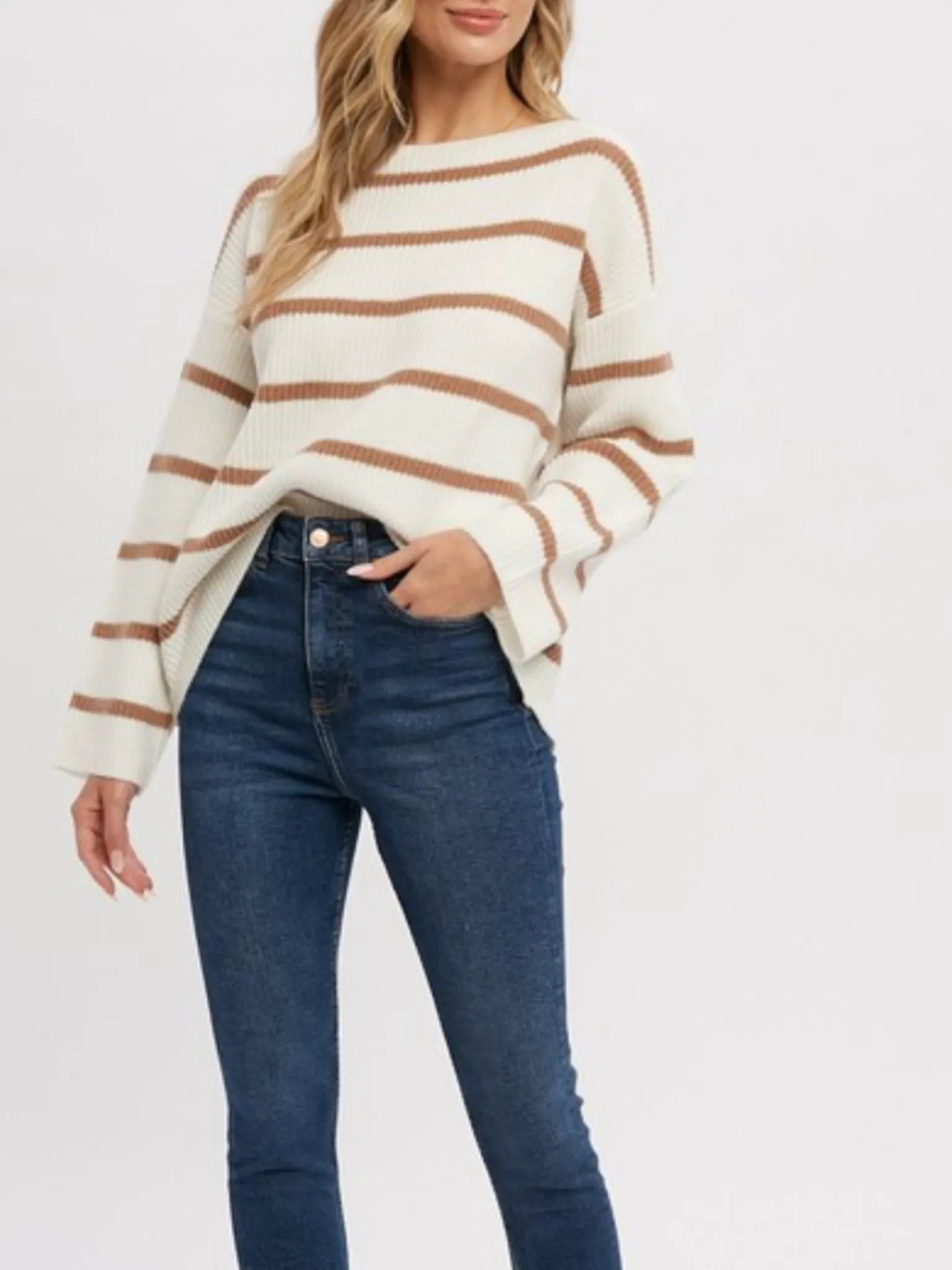 Nancy Striped Sweater - Ivory   Cocoa