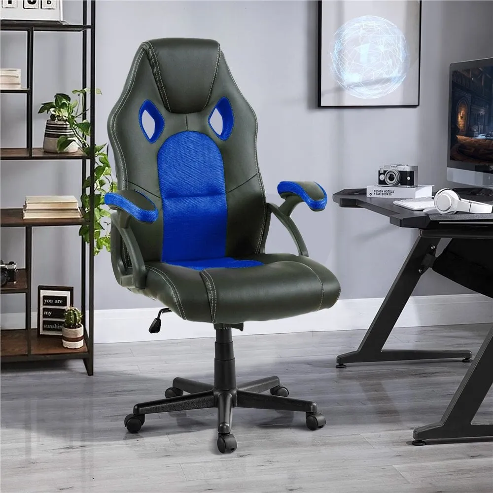 Neo Blue/Black Leather Mesh PC Office Chair