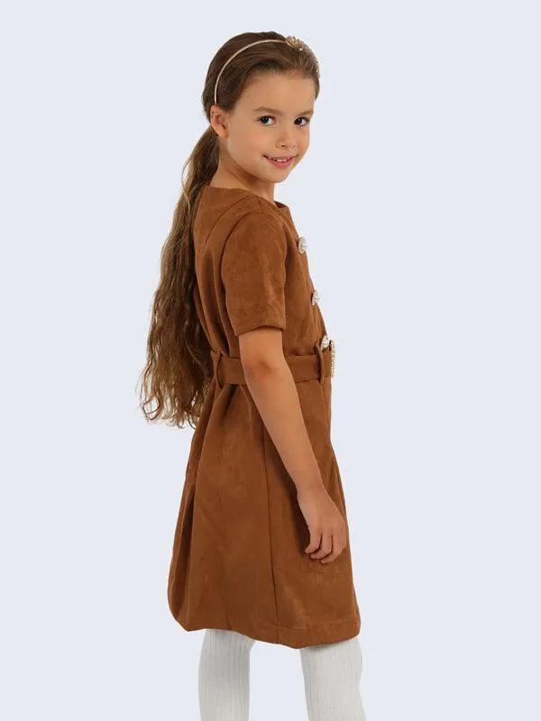 One Friday Brown Suede Dress