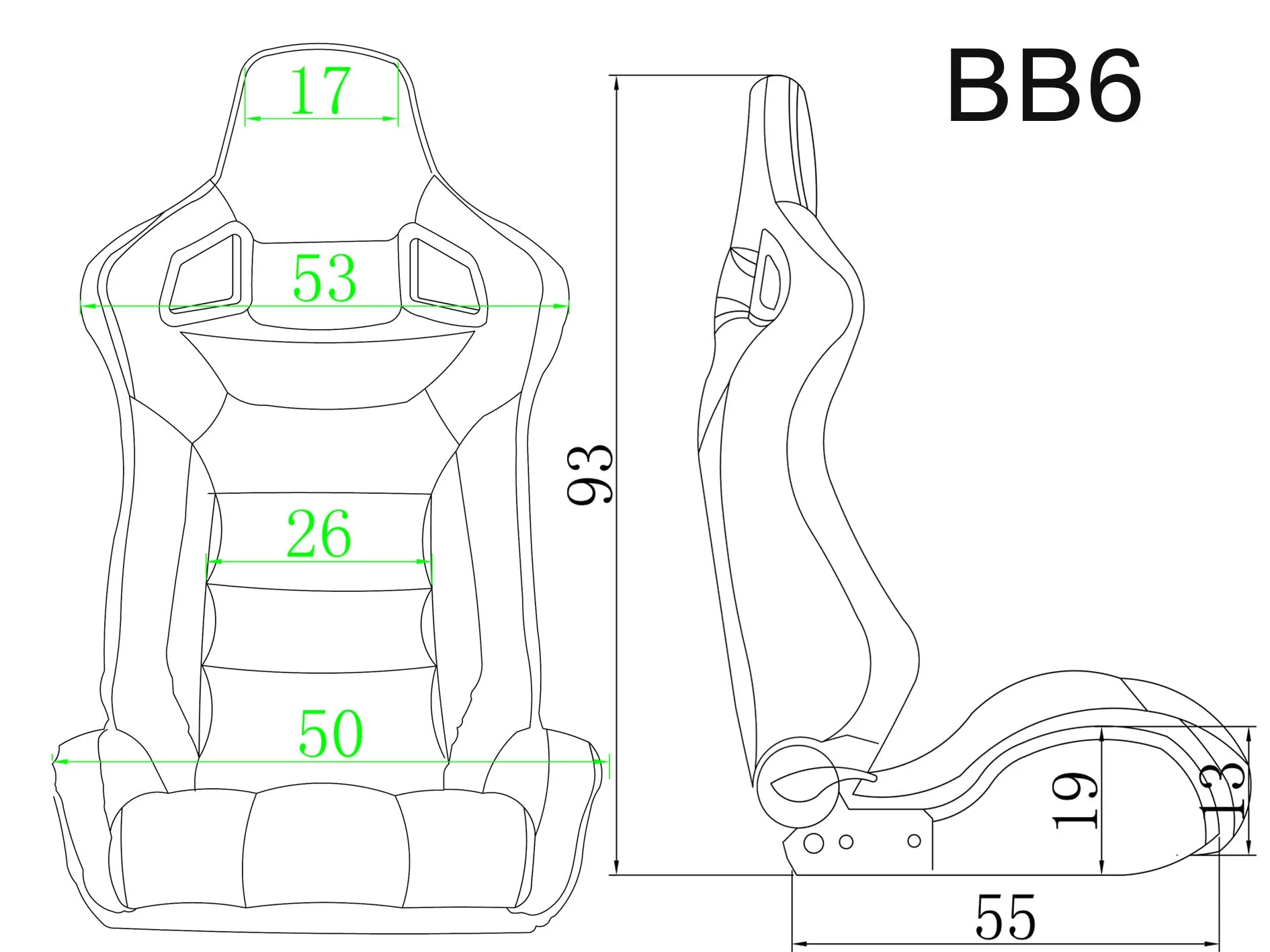 Pair BB6 Reclining Tilting Bucket Sports Seats   Runners