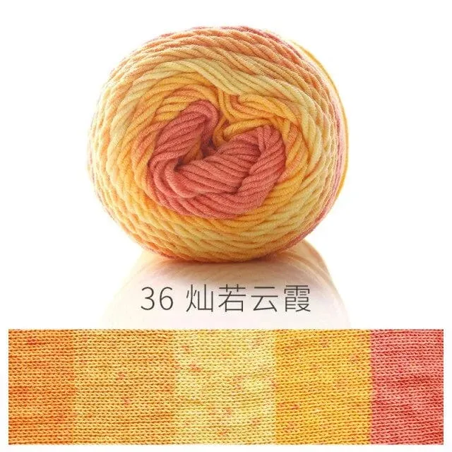 Rainbow Dyed Cotton-Acrylic Yarn