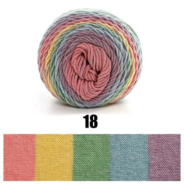 Rainbow Dyed Cotton-Acrylic Yarn