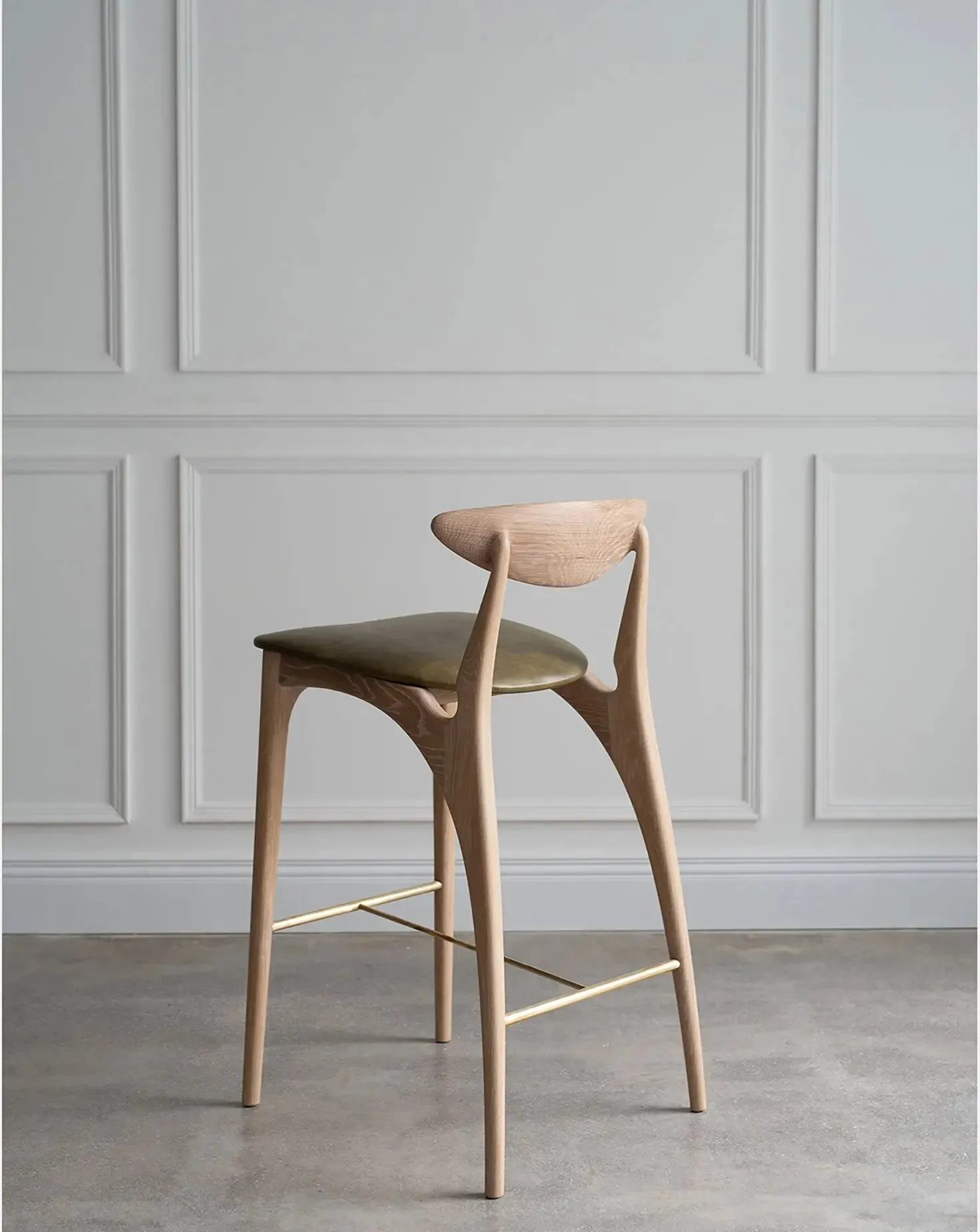 Shanowen White Oak Green High Stool