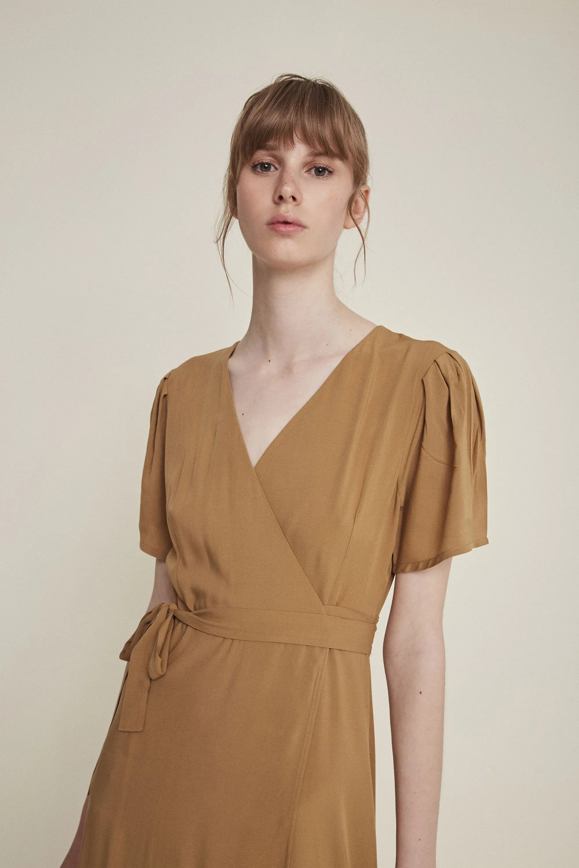 silvia wrap dress latte