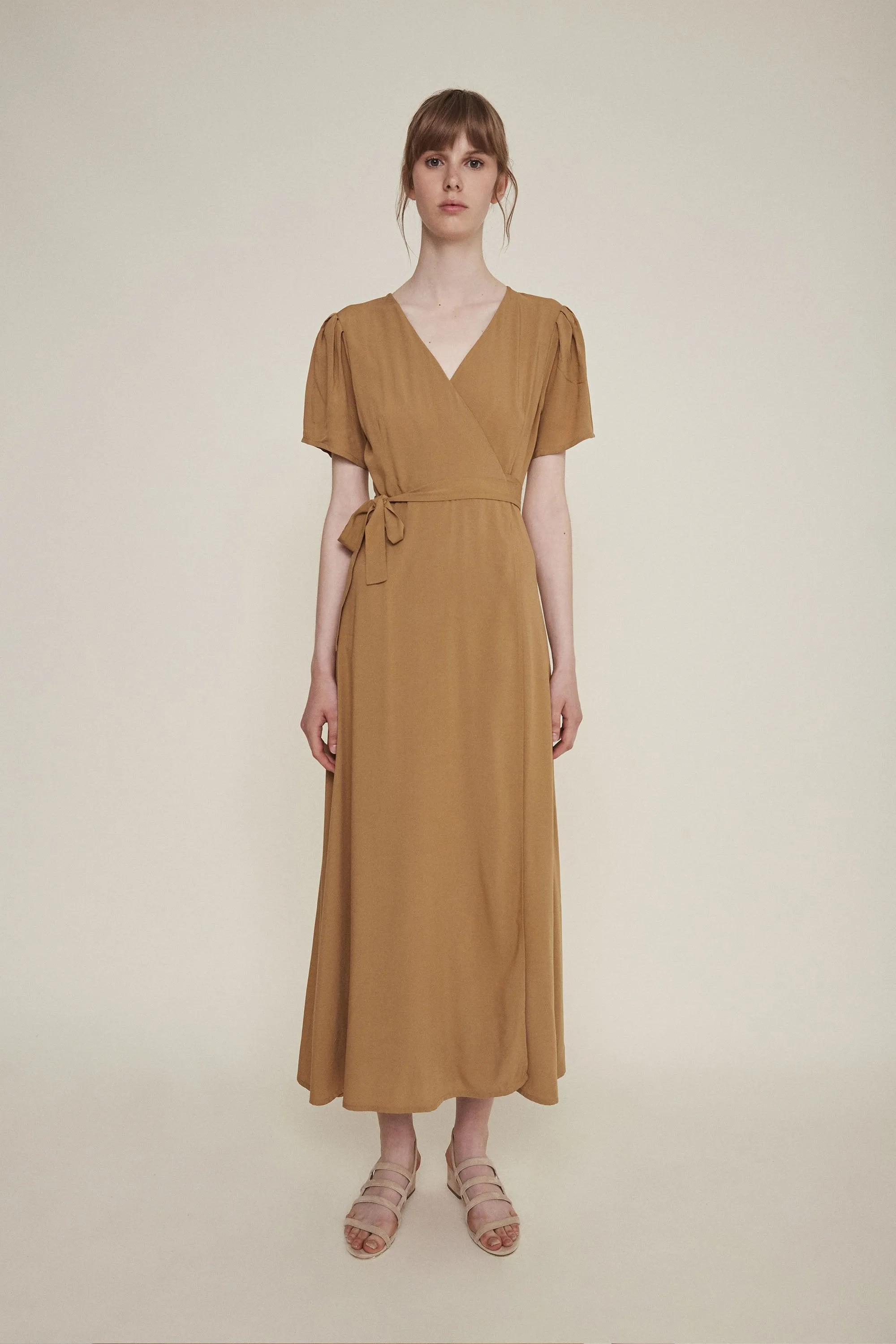 silvia wrap dress latte