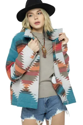 Soft Comfy Lightweight Aztec Pattern Jacket