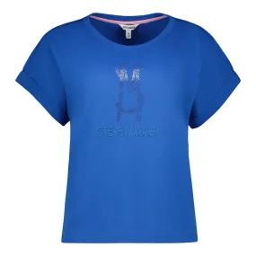 SOPHIA BOXY CRYSTAL LOGO TEE BLUE