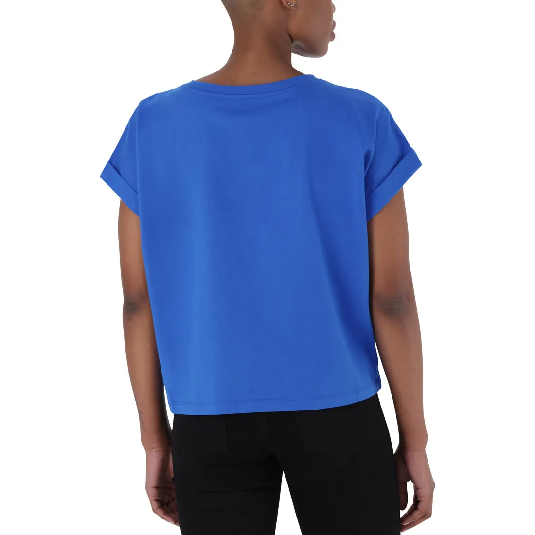 SOPHIA BOXY CRYSTAL LOGO TEE BLUE