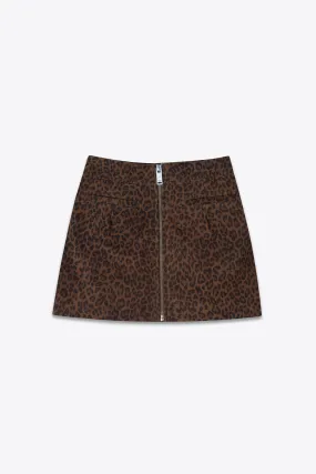 The Lita Zip Ultra Mini Skirt | Leopard Suede