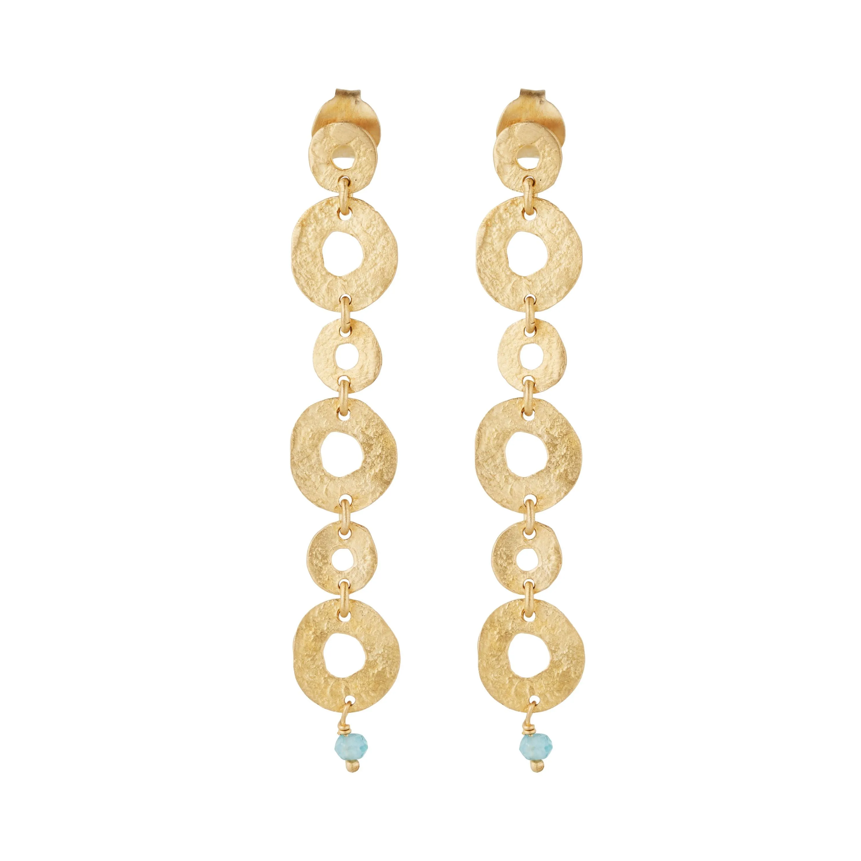 Vama | Aegis Earrings | Metal-Sterling Silver | Stone-Aqua Chalcedony | Finish-Matt