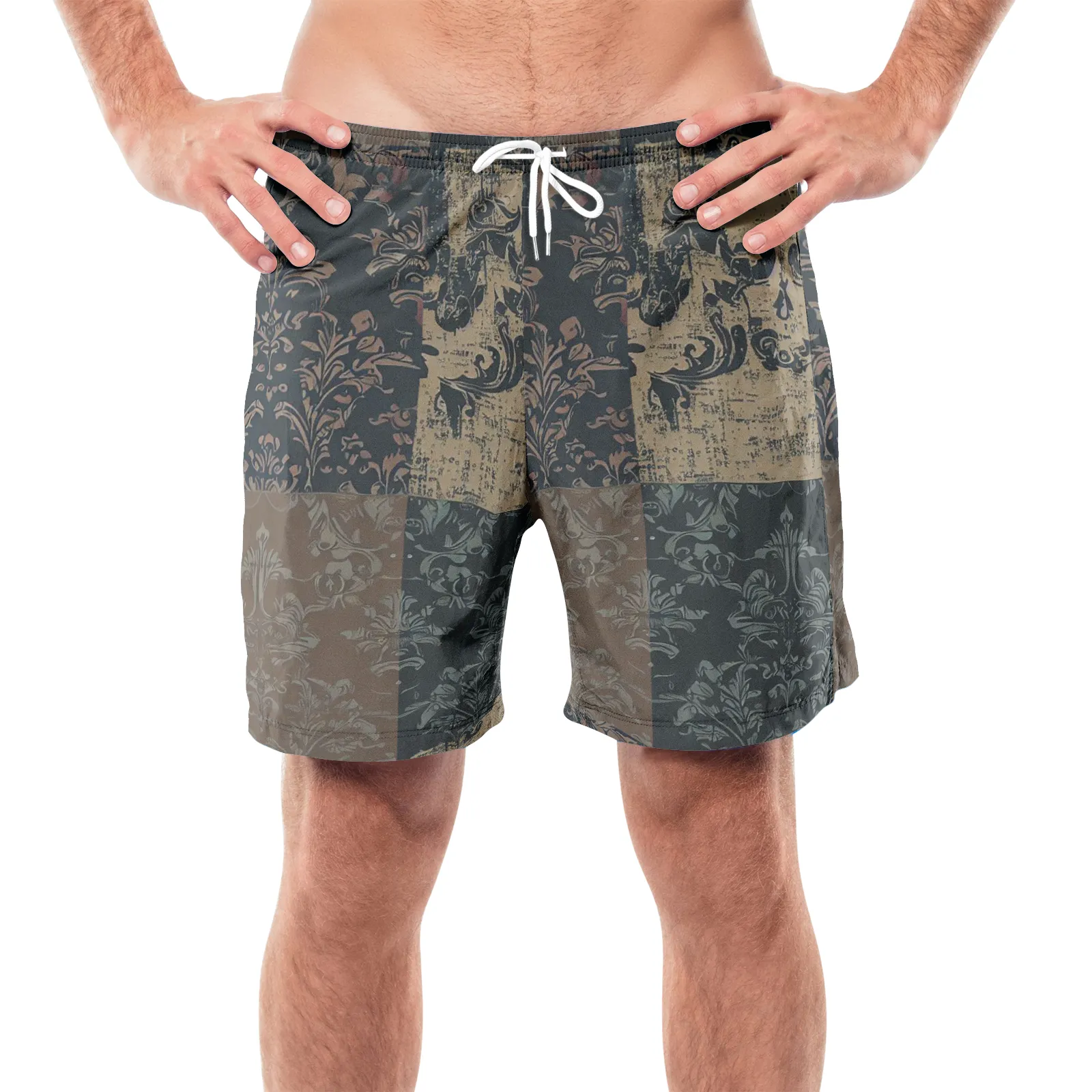 Vampire Art Grunge Patchwork Men's Beach Shorts - Seattle