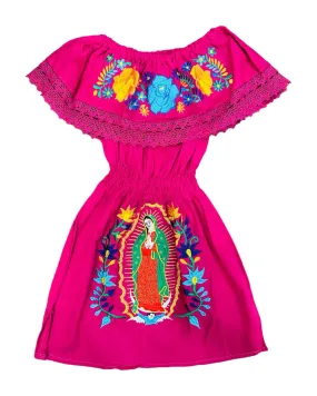 Virgencita Girls Dress Hot Pink