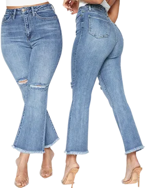 YMI Ankle Flare Raw Hem Jeans